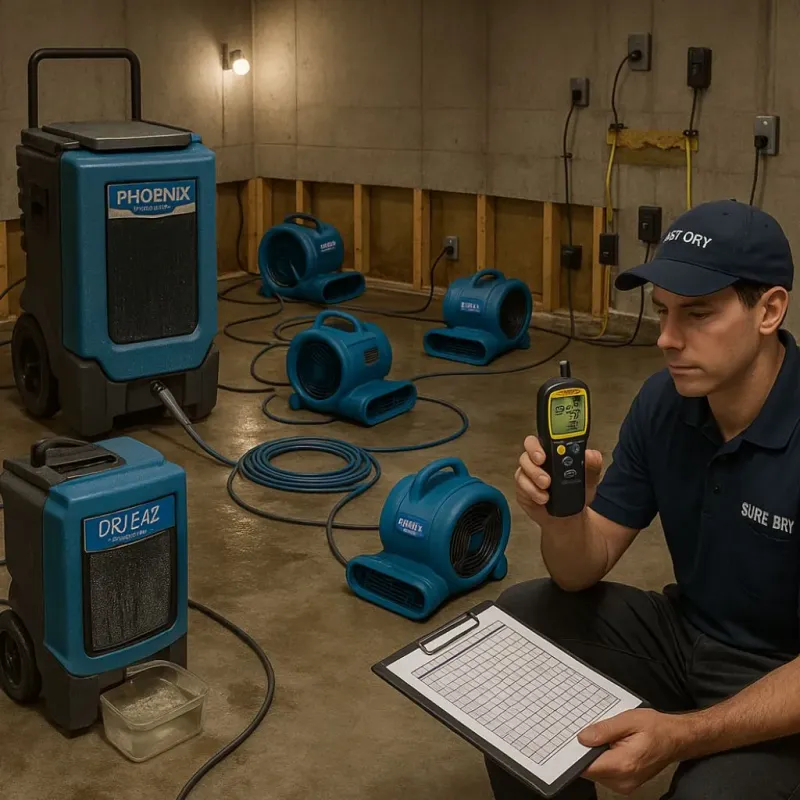 Structural Drying and Dehumidification process in Merrillville, IN